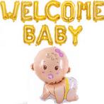 Welcome Baby folie ballonnen set goud met kruipende baby gir, Kinderen en Baby's, Kraamcadeaus en Geboorteborden, Verzenden, Nieuw