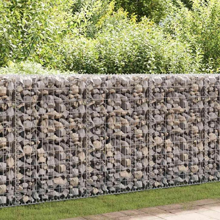 vidaXL Schanskorfmuur met deksels 150x60x100 cm, Tuin en Terras, Schuttingen, Nieuw, IJzer, 1 tot 2 meter, Verzenden