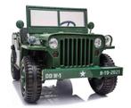 Kinderauto JEEP WILLYS WW2, groen, 24V, 4WD, 3 zits,RC NIEUW, Ophalen of Verzenden, Nieuw