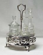 Tafelservies (6) - Verzilverd messing en glas - Olie- en