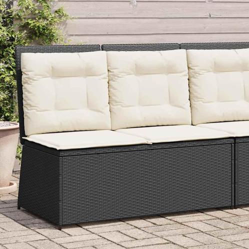 vidaXL Tuinbankje verstelbaar met kussens poly rattan zwart, Tuin en Terras, Tuinsets en Loungesets, Nieuw, Rotan, Verzenden
