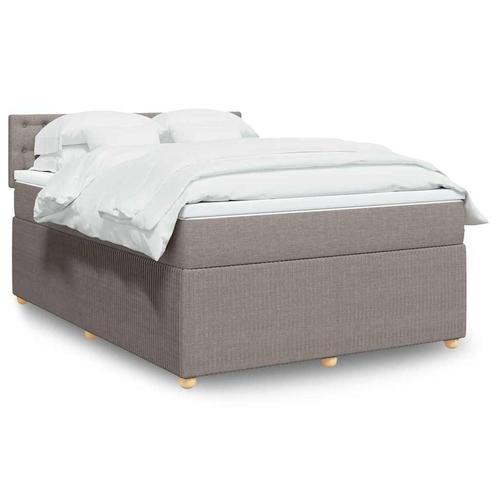 vidaXL Boxspring met matras stof taupe 160x200 cm, Huis en Inrichting, Slaapkamer | Bedden, 160 cm, 200 cm, Tweepersoons, Nieuw