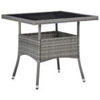 vidaXL Tuintafel poly rattan en glas grijs, Verzenden, Nieuw