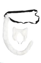 Haarband Furry Oren Staart Set Wit Kat Poes Vos Diadeem Dons, Ophalen of Verzenden, Nieuw, Carnaval, Accessoires