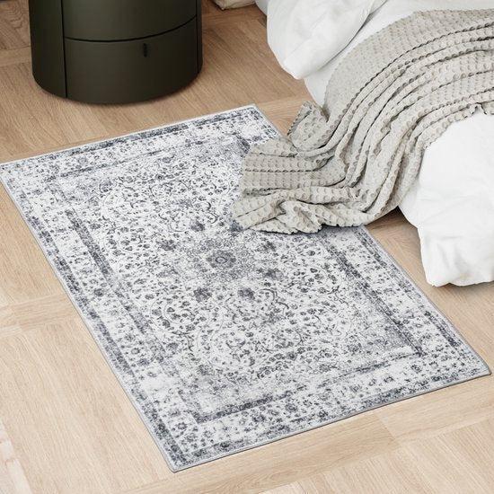 2dekans | tectake® Vintage design tapijt - Dalia - Laagpolig, Huis en Inrichting, Stoffering | Tapijten en Kleden, Grijs, Zo goed als nieuw