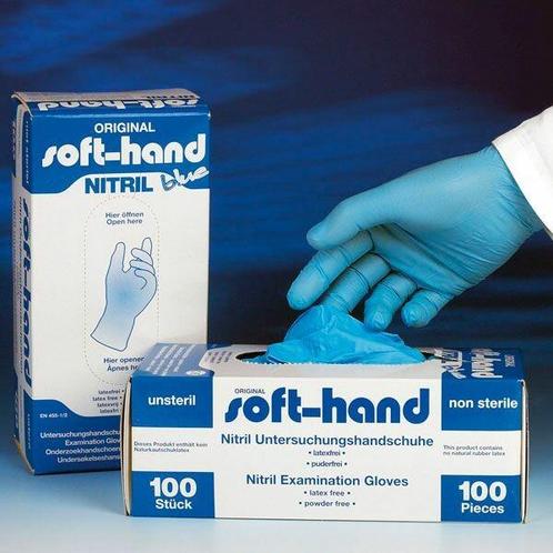 Soft-Hand Nitril Handschoenen Blue - 100 Stuks - Medium, Diversen, Verpleegmiddelen, Nieuw, Verzenden
