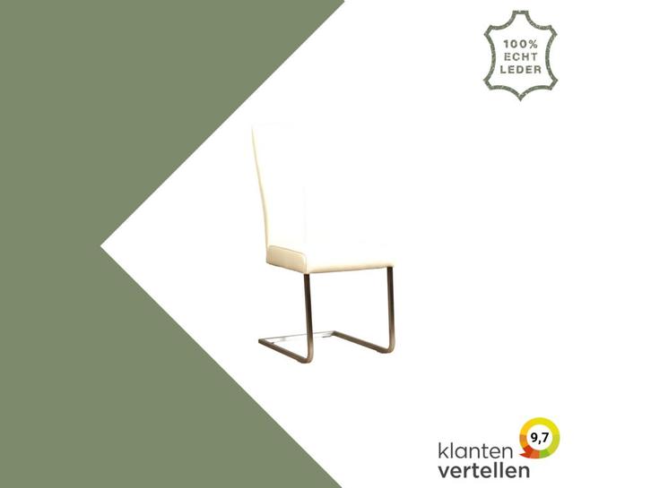 Leren eetkamerstoel Dare - Hermes Bianco (gebroken wit) -, Huis en Inrichting, Stoelen, Eén, Wit, Nieuw, Leer, Ophalen of Verzenden