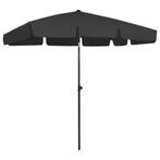 vidaXL Strandparasol 200x125 cm zwart, Tuin en Terras, Verzenden, Nieuw, 2 tot 3 meter, Strandparasol