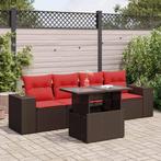 vidaXL 5-delige Loungeset met kussens poly rattan acacia, Verzenden, Nieuw, Rotan, Loungeset