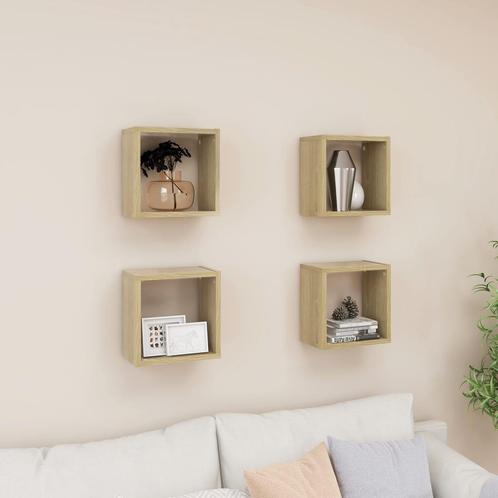 vidaXL Wandschappen kubus 4 st 26x15x26 cm sonoma, Huis en Inrichting, Woonaccessoires | Wandplanken en Boekenplanken, Nieuw, Verzenden