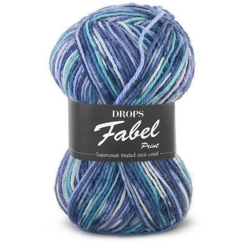 DROPS Fabel Print - 522 turkoois/blauw - Wol Garen, Hobby en Vrije tijd, Breien en Haken, Ophalen of Verzenden