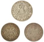 Duitsland, keizerrijk. 3 Mark 1908/1910 (3 stuks)