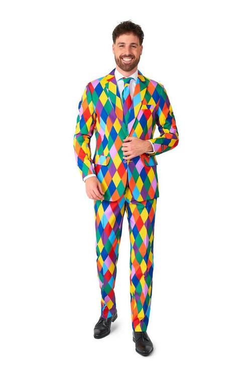 Regenboog Clown Pak Heren Suitmeister, Hobby en Vrije tijd, Feestartikelen, Nieuw, Verzenden