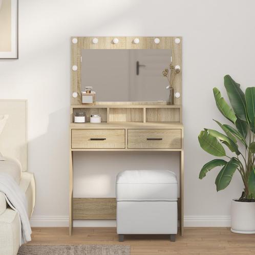 vidaXL Kaptafel met LED-verlichting in Sonoma Eiken - 79 x, Huis en Inrichting, Tafels | Kaptafels, Nieuw, Verzenden