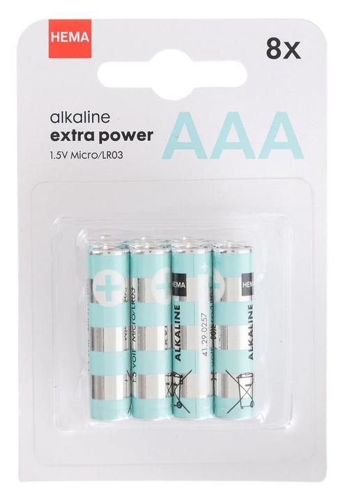 HEMA AAA alkaline extra power batterijen - 8 stuks, Computers en Software, Overige Computers en Software, Nieuw, Verzenden