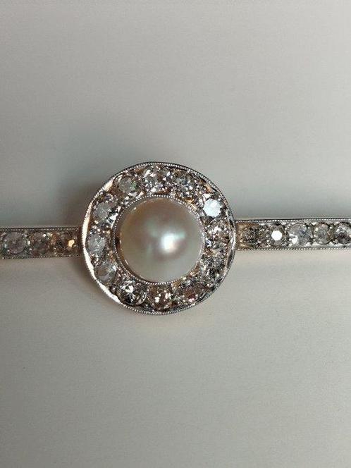 Broche - 18 karaat Geel goud, Platina Diamant (Natuurlijk) -, Sieraden, Tassen en Uiterlijk, Antieke sieraden