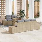 vidaXL Tuin Sofa Set met kussen met opslag 6 pcs Beige en, Verzenden, Nieuw, Rotan