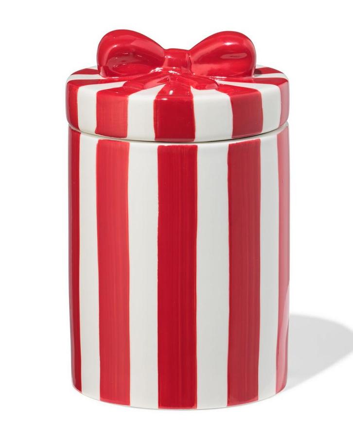 HEMA Pot 10x14cm keramiek strik rood, Diversen, Kerst, Nieuw, Verzenden