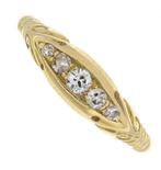Ring - 18 karaat Geel goud - 0.10ct. tw. - Antieke, Sieraden, Tassen en Uiterlijk, Ringen, Nieuw