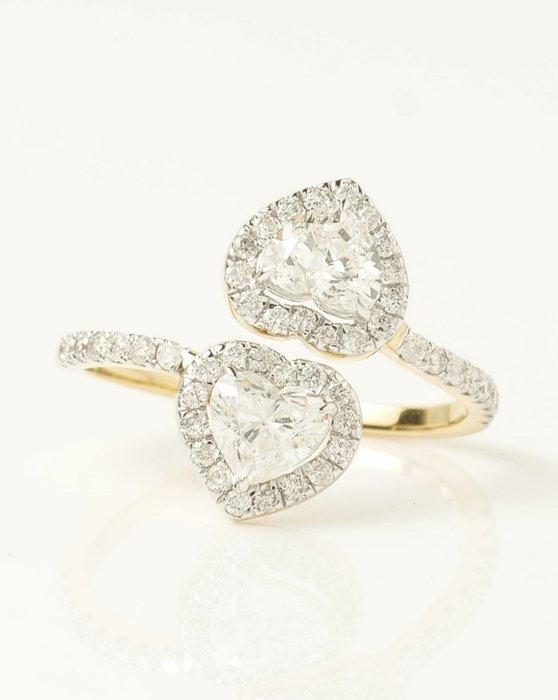 Statement ring - 14 karaat Geel goud - 1.48ct. tw. Diamant, Sieraden, Tassen en Uiterlijk, Antieke sieraden