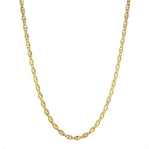 Gouden dubbele anker collier 50 cm 14 karaat, Sieraden, Tassen en Uiterlijk, Kettingen, Goud, Zo goed als nieuw, Goud, Verzenden