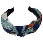 Haarband Diadeem Knoop Fashionista Patroon Blauw, Verzenden, Nieuw