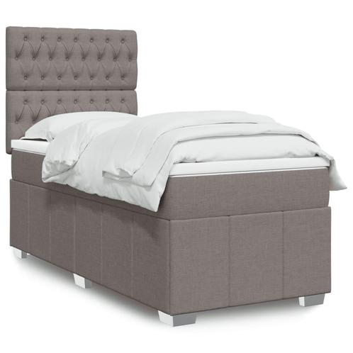 vidaXL Boxspring met matras stof taupe 90x200 cm, Huis en Inrichting, Slaapkamer | Bedden, 90 cm, 200 cm, Eenpersoons, Nieuw, Stof