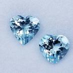 2 pcs Aquamarijn - 2.19 ct - Instituto Gemólogico Español, Sieraden, Tassen en Uiterlijk, Edelstenen, Nieuw