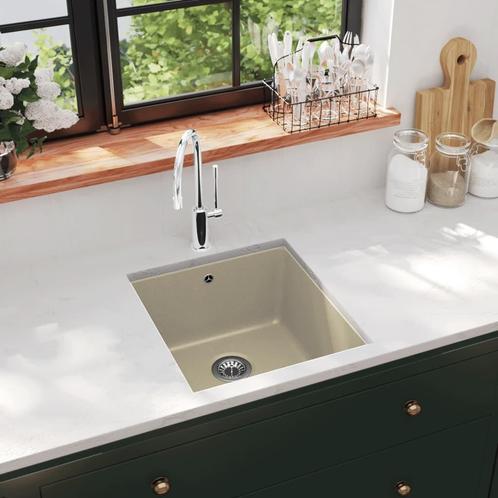 vidaXL Gootsteen enkele bak graniet beige, Doe-het-zelf en Verbouw, Sanitair, Nieuw, Verzenden