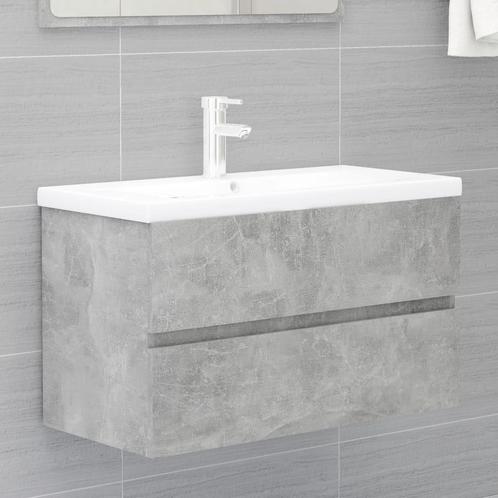 vidaXL Wastafelkast 80x38,5x45 cm bewerkt hout betongrijs, Huis en Inrichting, Badkamer | Badkamermeubels, Nieuw, Minder dan 100 cm