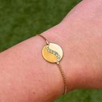 9 Krt. Verstelbare armband met ying/yang plaatje (peridoot), Ophalen of Verzenden, Goud, Met edelsteen