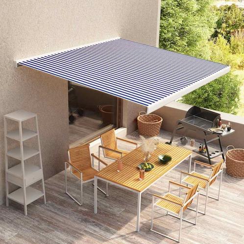 vidaXL Luifeldoek 500x300 cm canvas blauw en wit, Tuin en Terras, Zonneschermen, Nieuw, Verzenden