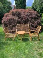 Sofa - Bamboe - Vintage opbergset van bamboe: bank, twee