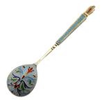 Antique Russian 88 Silver Enamel Spoon - Lepel - .916 (88, Antiek en Kunst