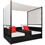 vidaXL Tuinbed met luifel 190x130 cm poly rattan zwart, Verzenden, Nieuw