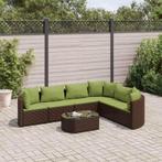 vidaXL 7-delige Loungeset met kussens poly rattan bruin, 6 zitplaatsen, Nieuw, Loungeset, Verzenden