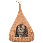 vidaXL Kattenhuis met kussen tipi 40x60 cm natuurlijk wilgen, Dieren en Toebehoren, Verzenden, Nieuw