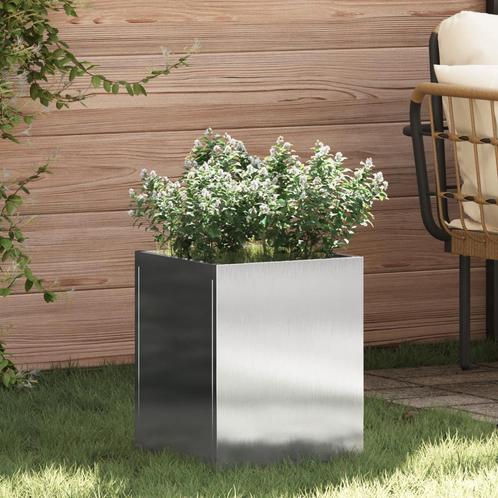 vidaXL Tuin Bloempot Zilver Roestvrij staal, Tuin en Terras, Bloembakken en Plantenbakken, Minder dan 60 cm, Nieuw, Metaal, 30 tot 60 cm
