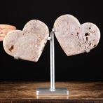 Dubbel hart van roze amethist - symbool van liefde en, Verzamelen, Mineralen en Fossielen