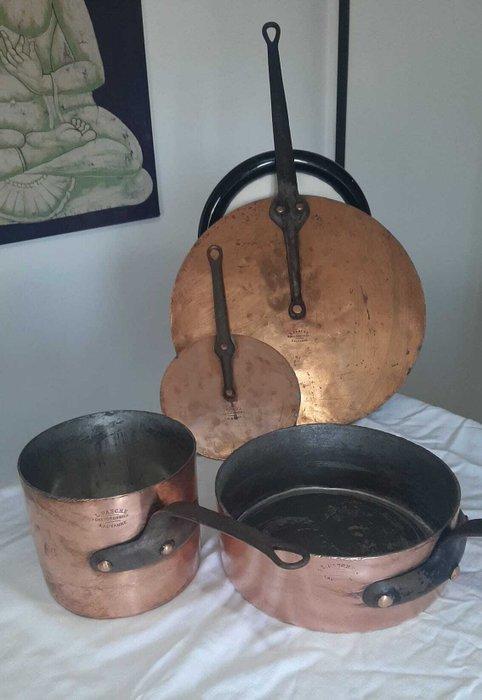Louis Pasche Chaudronnier - Louis Pasche - Kookpottenset (4), Antiek en Kunst, Curiosa en Brocante