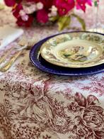Toile de jouy tafelkleed romantische stijlmotieven op beige