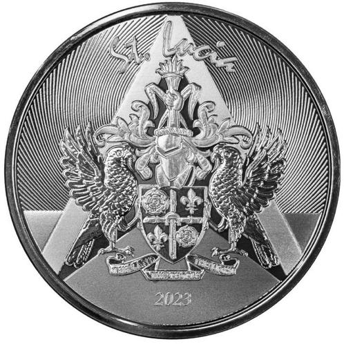 EC8 - St. Lucia Coat of Arms 1 oz 2023 (25.000 oplage), Postzegels en Munten, Munten | Amerika, Midden-Amerika, Losse munt, Zilver