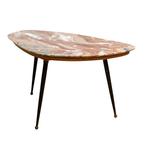 Salontafel - driehoekig afgerond - Marmer, Metaal, Hout,