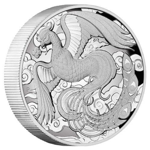 Chinese Myths &amp; Legends - Phoenix 2 oz 2022 Proof High, Postzegels en Munten, Munten | Azië, Oost-Azië, Losse munt, Zilver