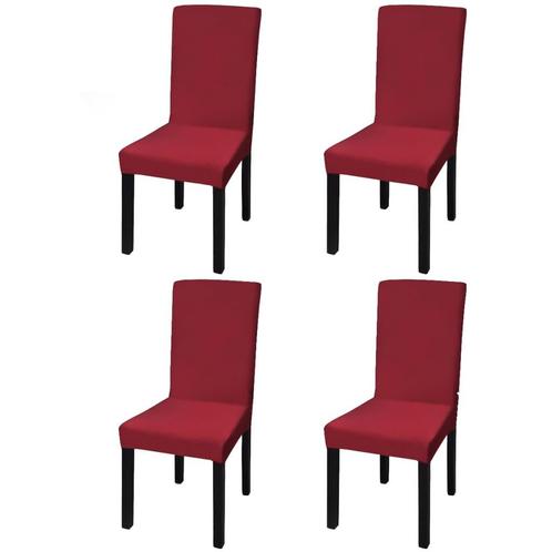 vidaXL Stoelhoezen 4 st stretch recht bordeaux, Tuin en Terras, Tuinmeubel-accessoires, Nieuw, Verzenden