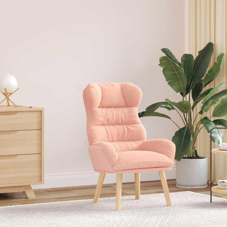 vidaXL Fauteuil Roze 69 x 74 x 93 cm Sherpa Stof, Huis en Inrichting, Fauteuils, Nieuw, Verzenden