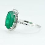Ring Platina - 2.37ct. tw. Smaragd - Diamant - Halo, Nieuw
