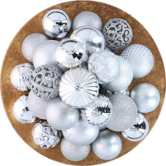 2dekans | Giftsome Zilveren Kerstballen Set - 60 Kunststof, Diversen, Kerst, Zo goed als nieuw, Ophalen of Verzenden