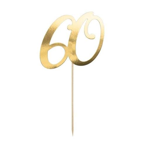 Taarttopper 60 Goud, Hobby en Vrije tijd, Feestartikelen, Nieuw, Ophalen of Verzenden