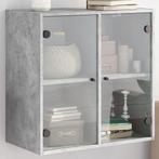 vidaXL Wandkast met glazen deuren 68x37x68,5 cm betongrijs, Verzenden, Nieuw